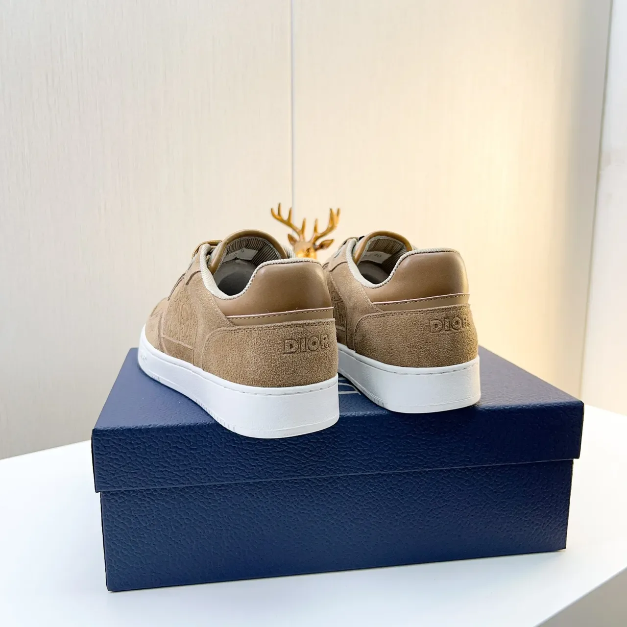 Dior B22-Style Tan Suede Embossed Monogram Lifestyle Sneakers 4