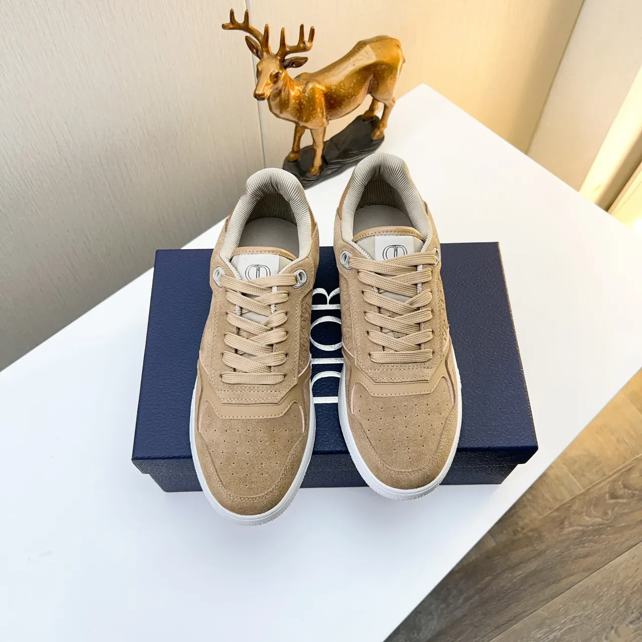 Dior B22-Style Tan Suede Embossed Monogram Lifestyle Sneakers 5