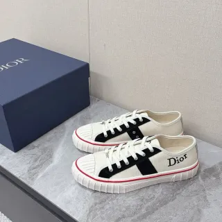 Dior B23 Beige Black Canvas Upper Cross Stripe Lifestyle Sneakers