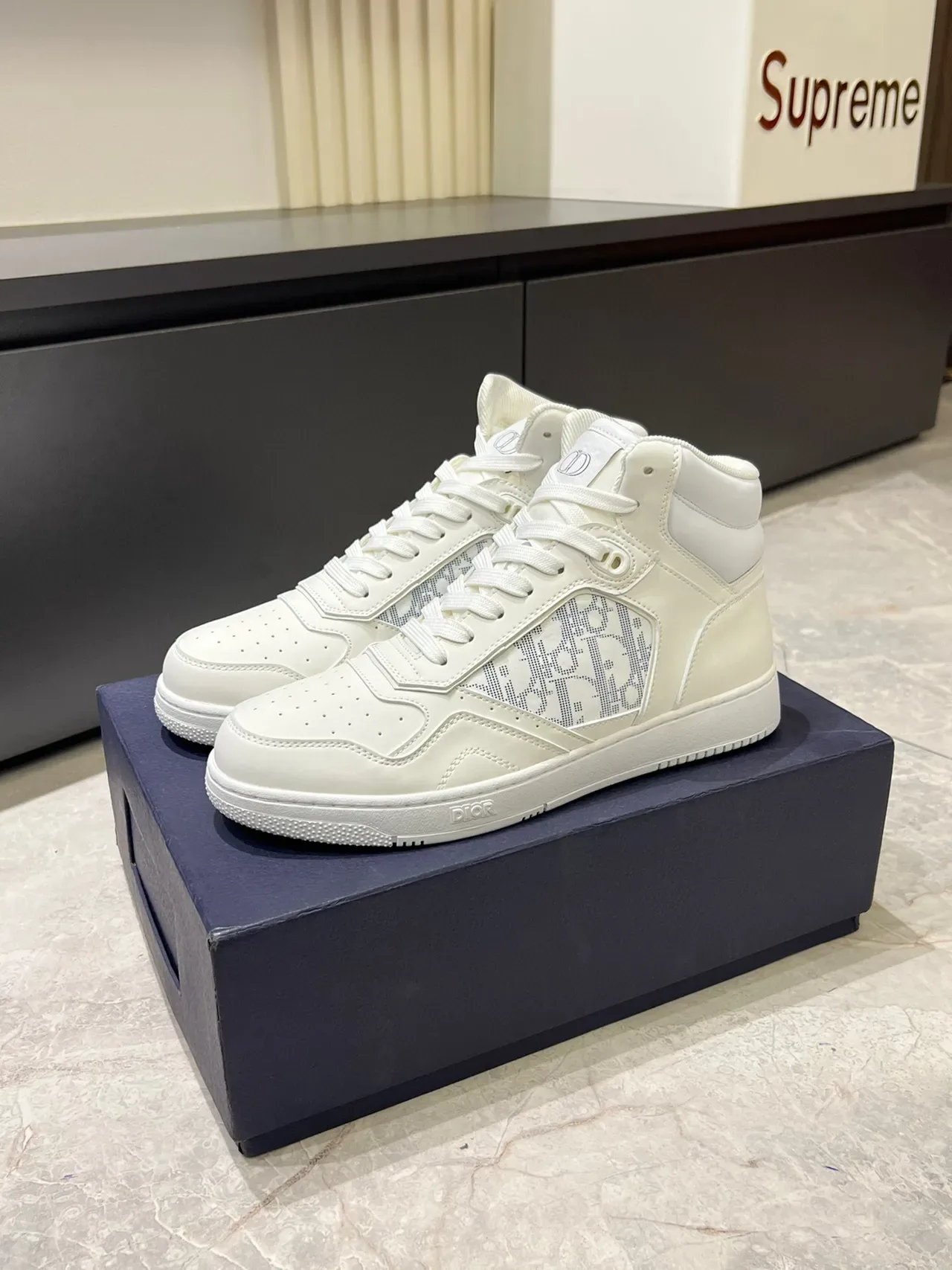 Dior B23 High Off-White Monogram حذاء رياضي أسلوب حياة 4