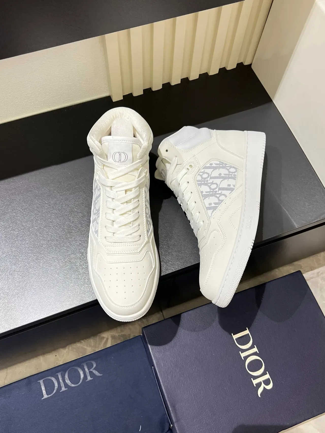 Dior B23 High Off-White Monogram حذاء رياضي أسلوب حياة 5