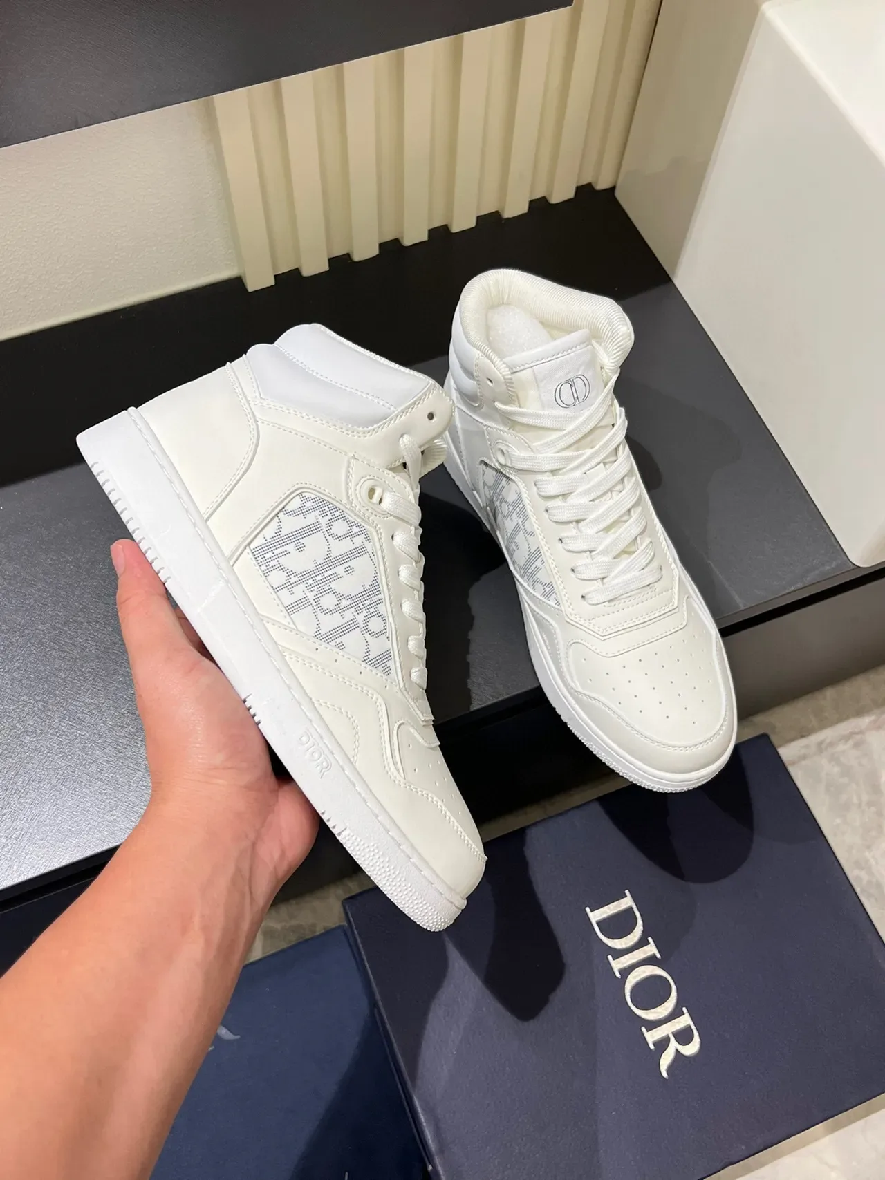 Dior B23 High Off-White Monogram حذاء رياضي أسلوب حياة 6