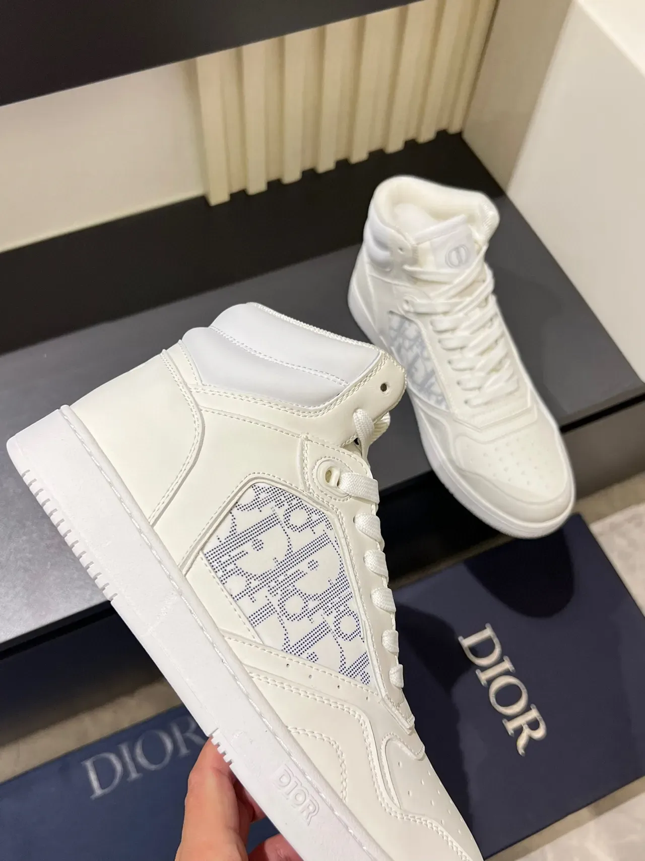 Dior B23 High Off-White Monogram حذاء رياضي أسلوب حياة 8
