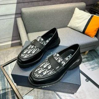 Dior B23 لوفر أسود مائل جاكارد لوفر
