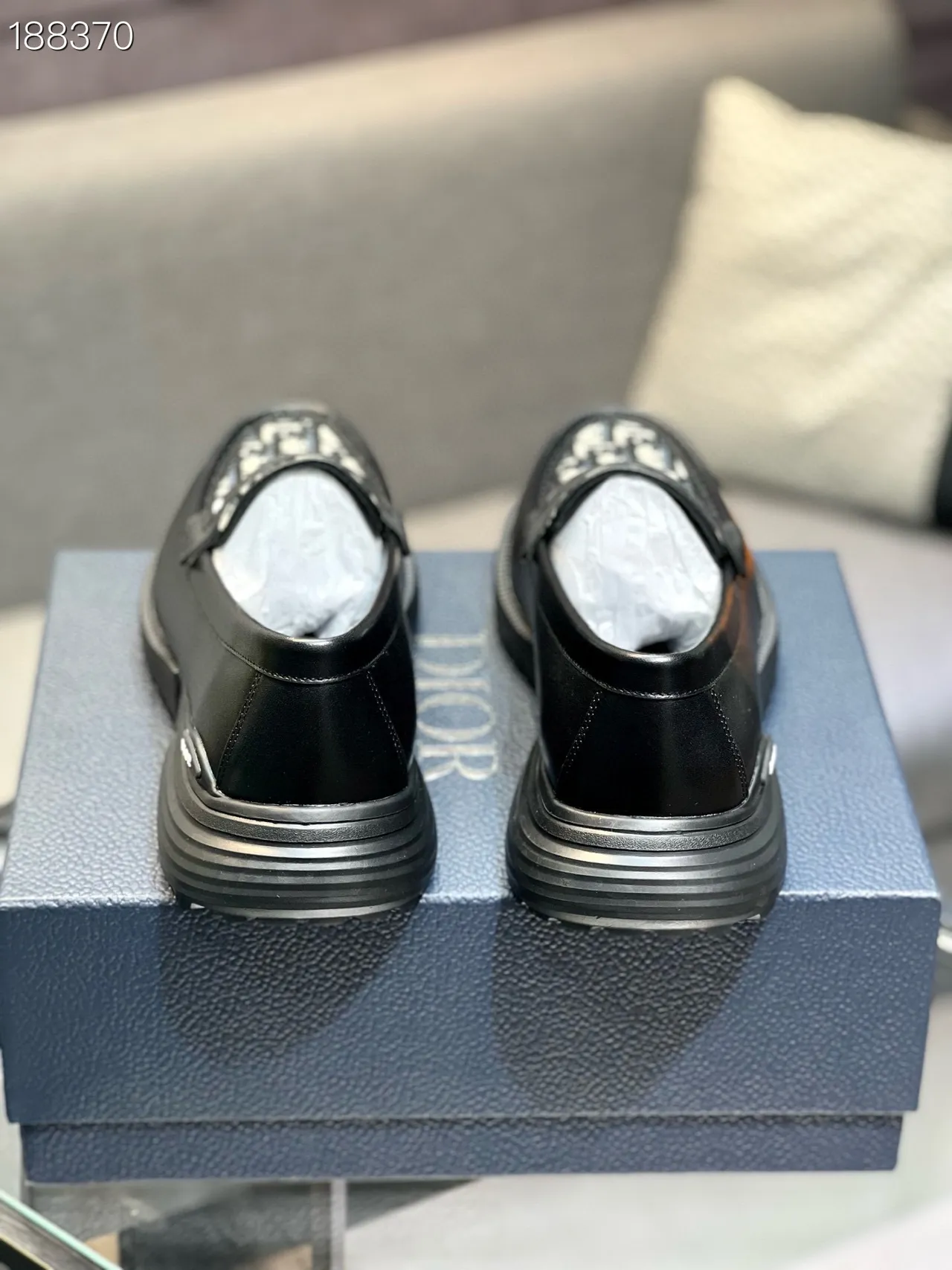 Dior B23 لوفر أسود مائل جاكارد لوفر 2