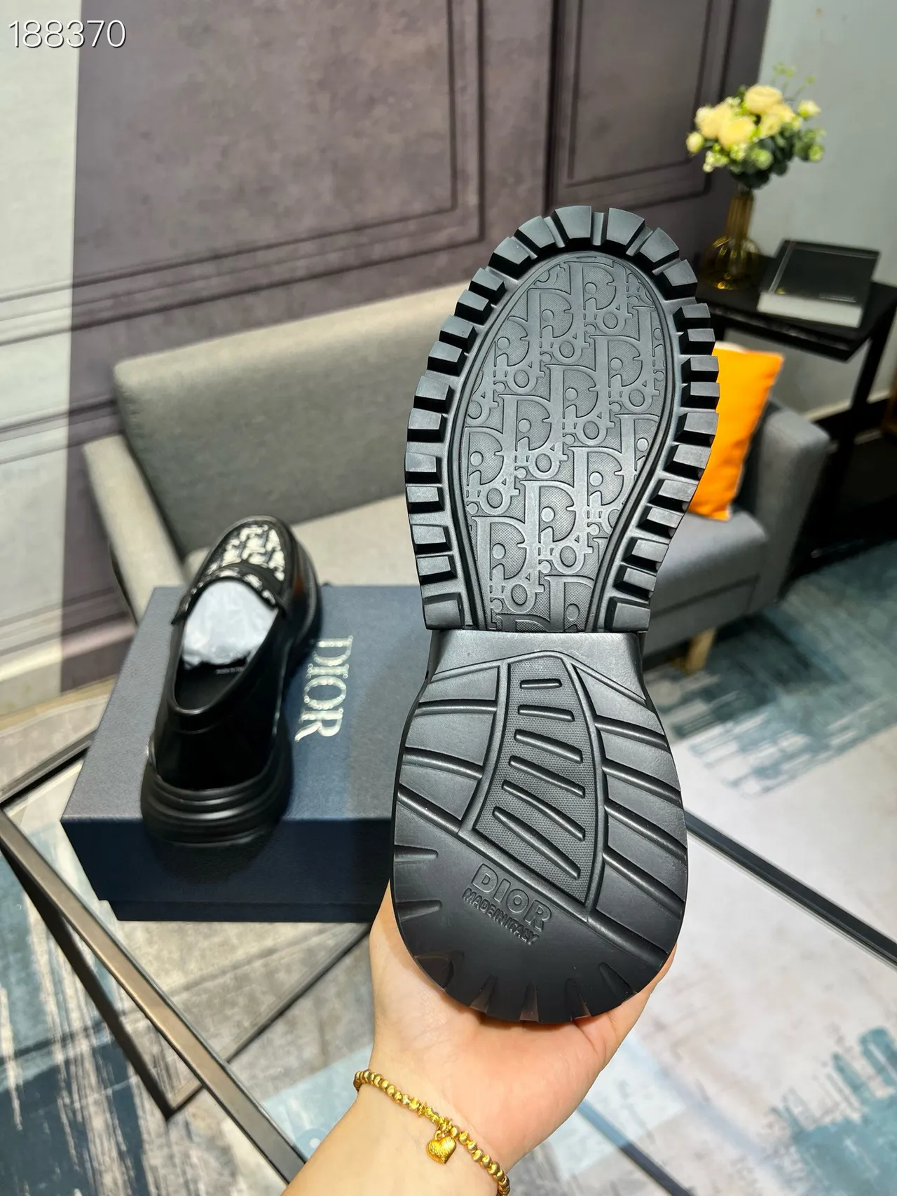 Dior B23 لوفر أسود مائل جاكارد لوفر 3
