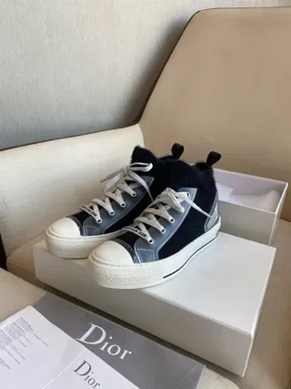 Dior B23 Navy Fuzzy High-Top Lifestyle Sneakers 4