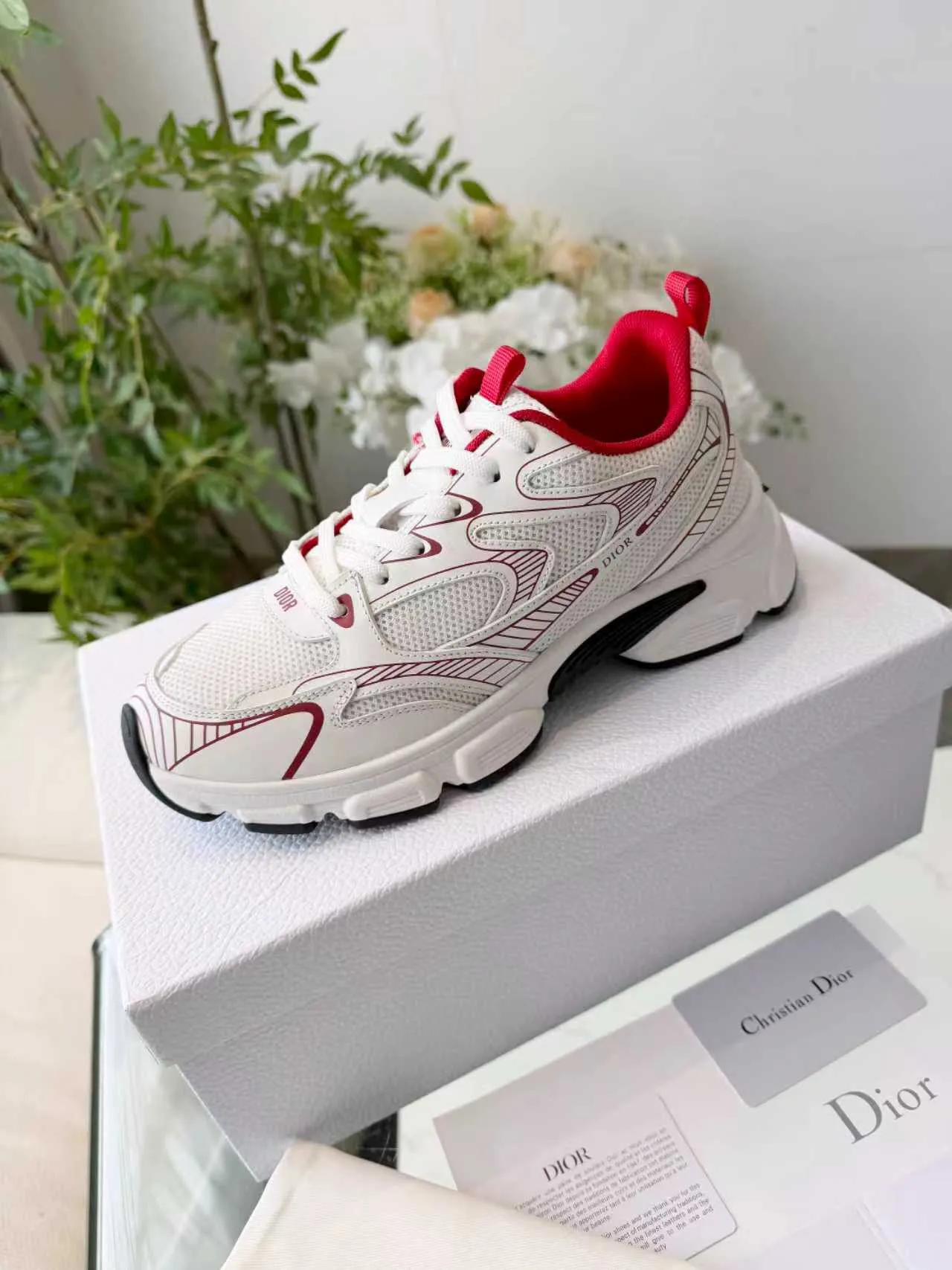 Dior B23 White and Red Chunky Sneakers 2