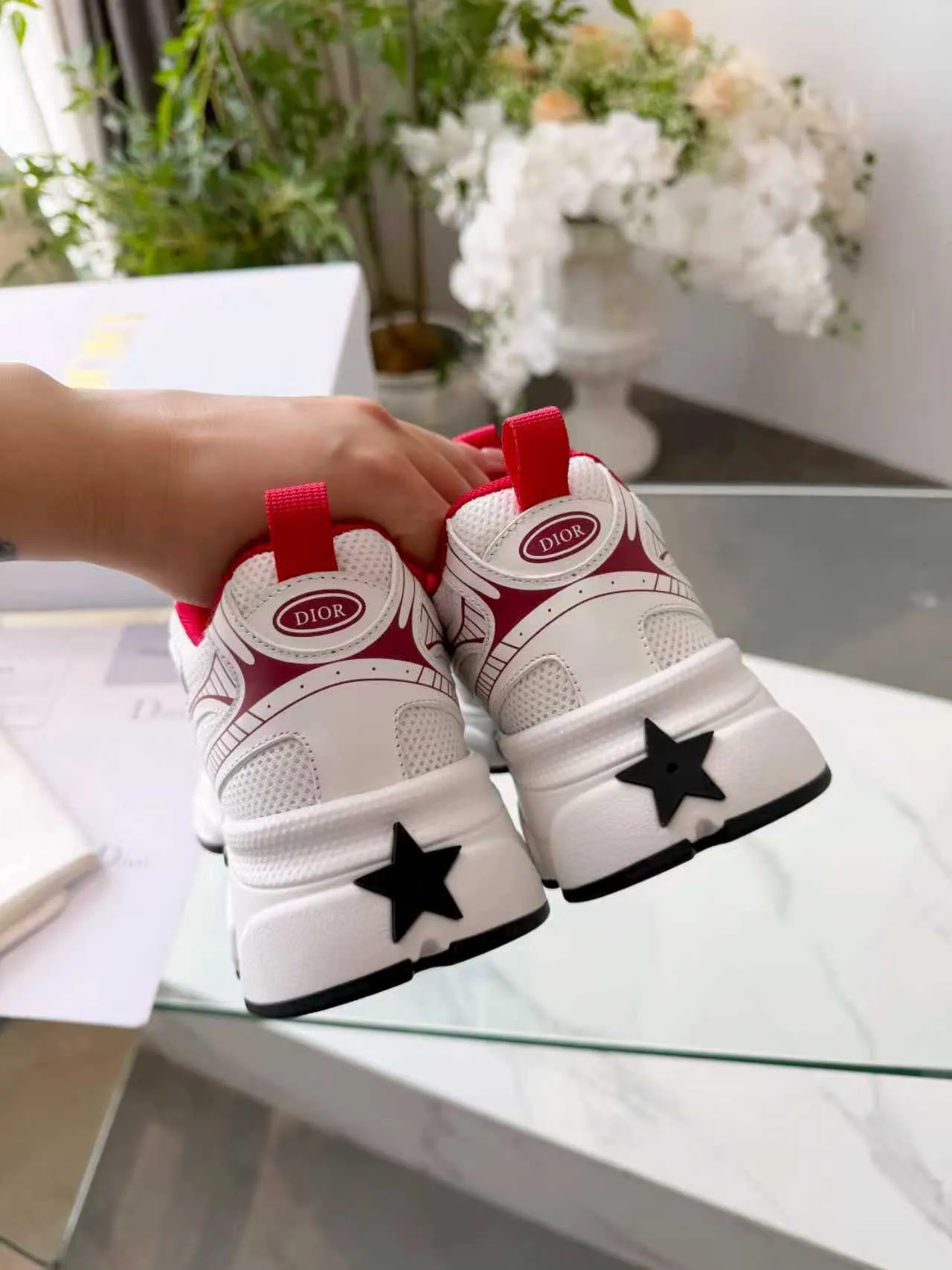 Dior B23 White and Red Chunky Sneakers 7