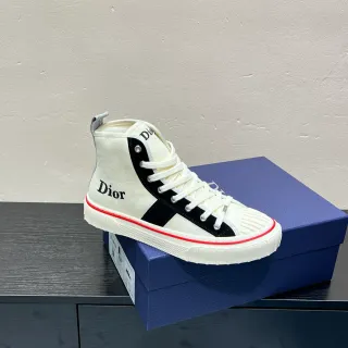 Dior B23 White Black High-Top Canvas Upper Lifestyle Sneakers