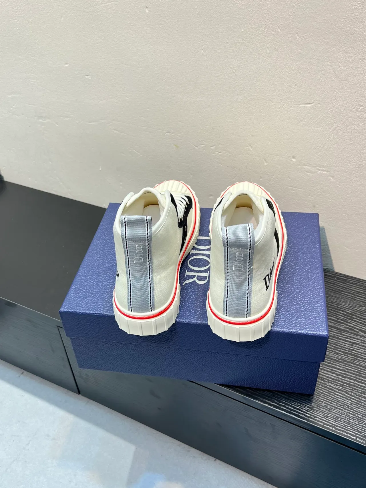 Dior B23 White Black High-Top Canvas Upper Lifestyle Sneakers 6