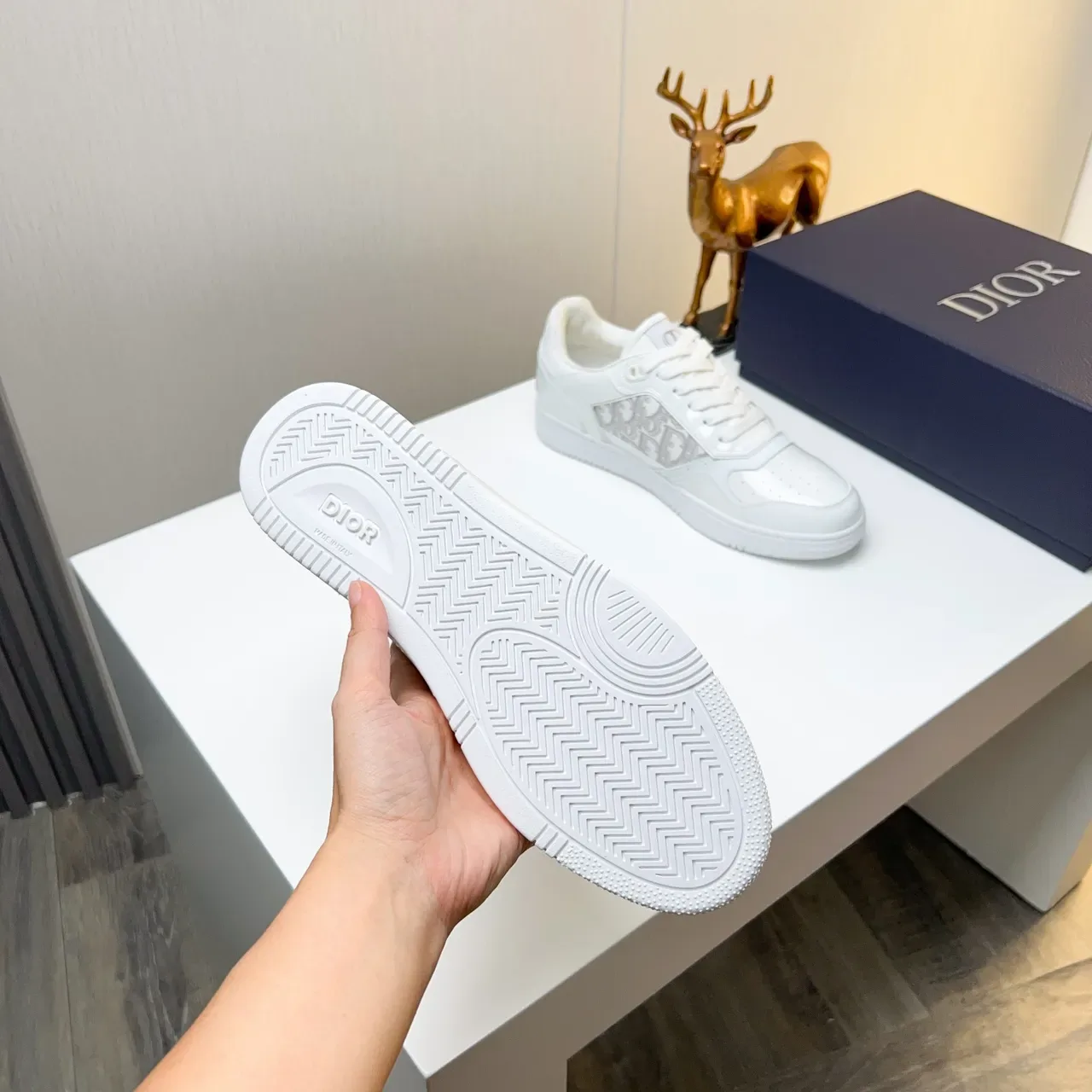 Dior B23 White Glossy Patent Oblique Monogram Lifestyle Sneakers 3