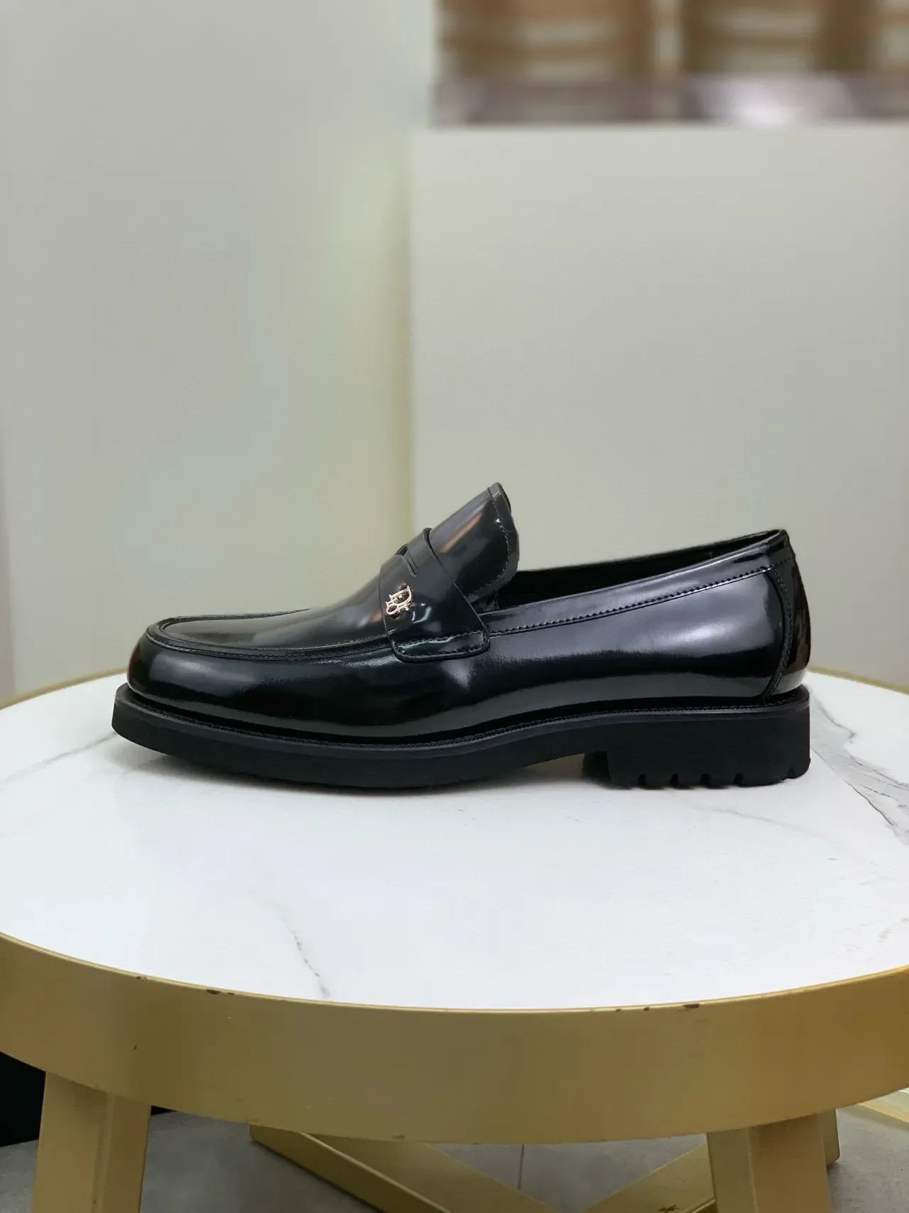 Dior B27 Black Silver Patent Leather Penny Loafer 6