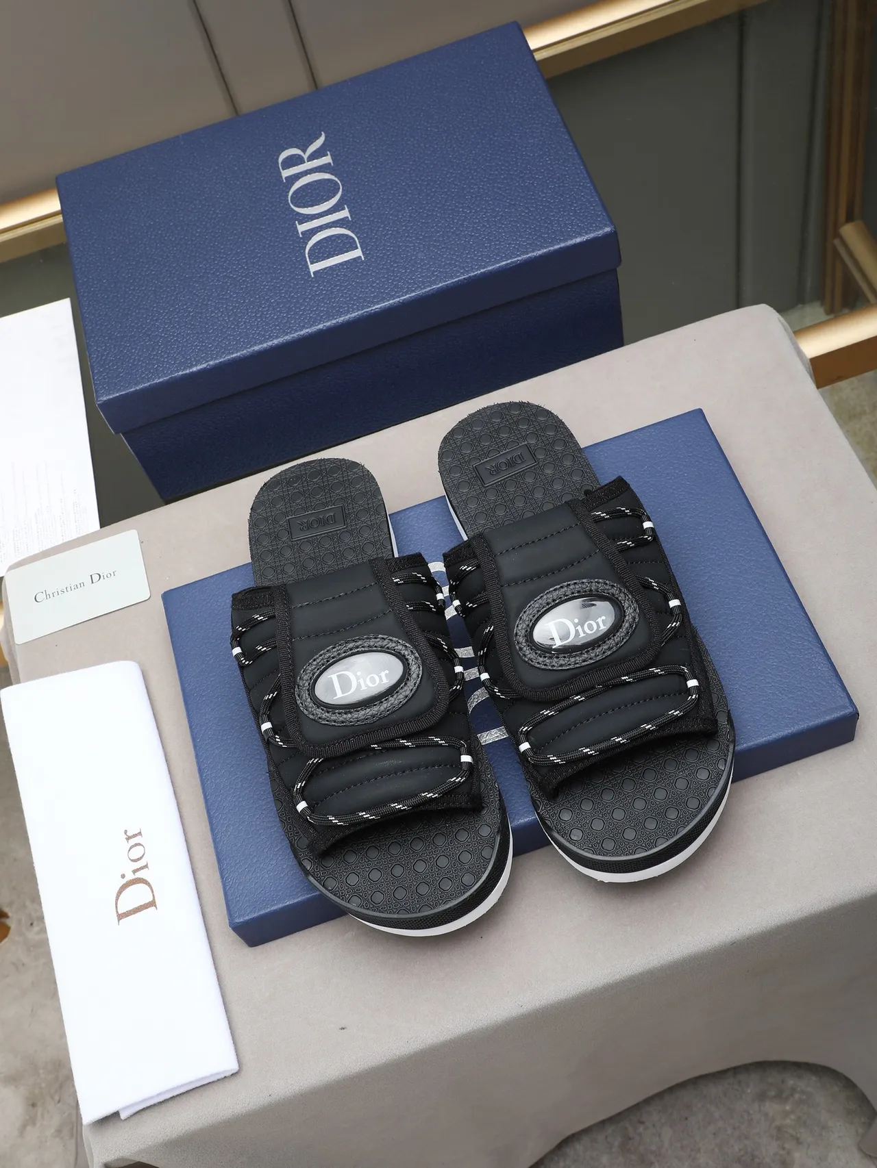 Dior B27 Quilted Strap Brown and Black Slipper 4