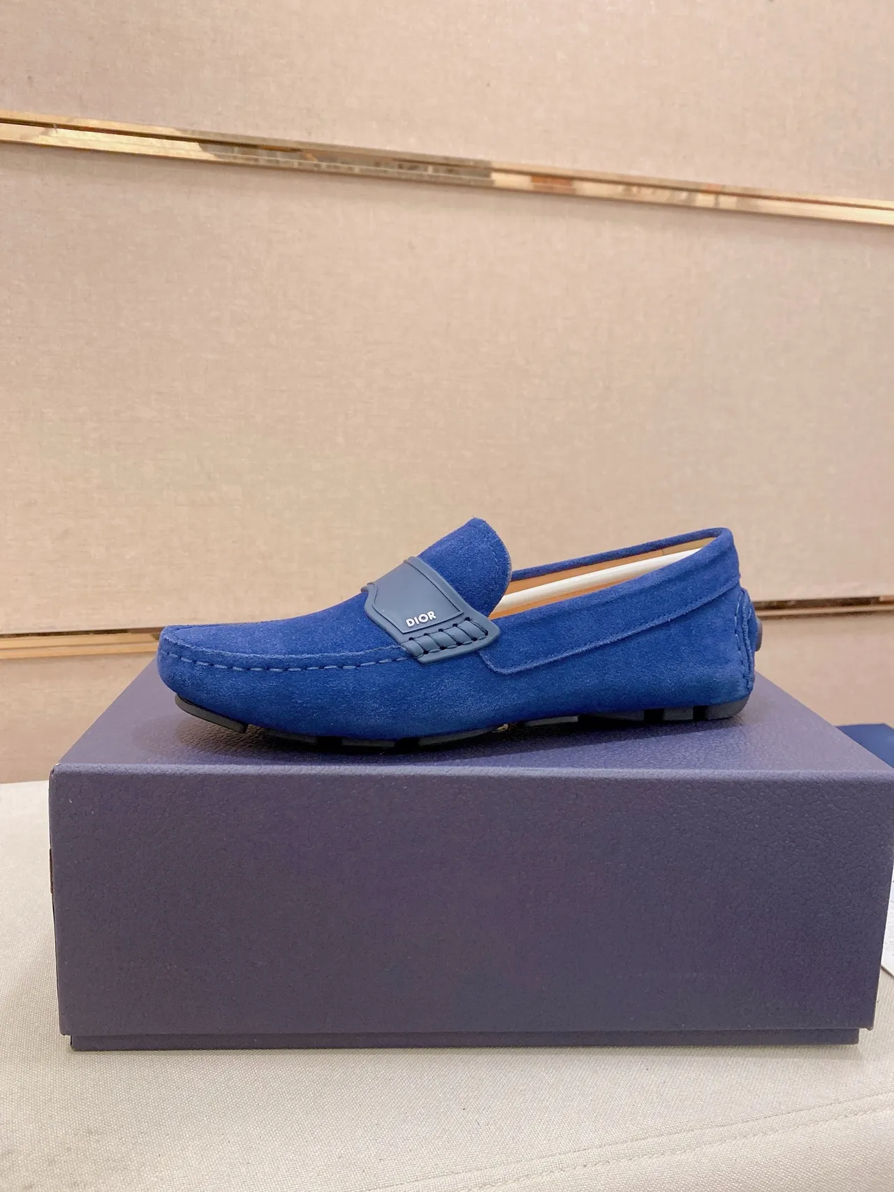 Dior B27 रॉयल ब्लू स्यूड लोफर 2