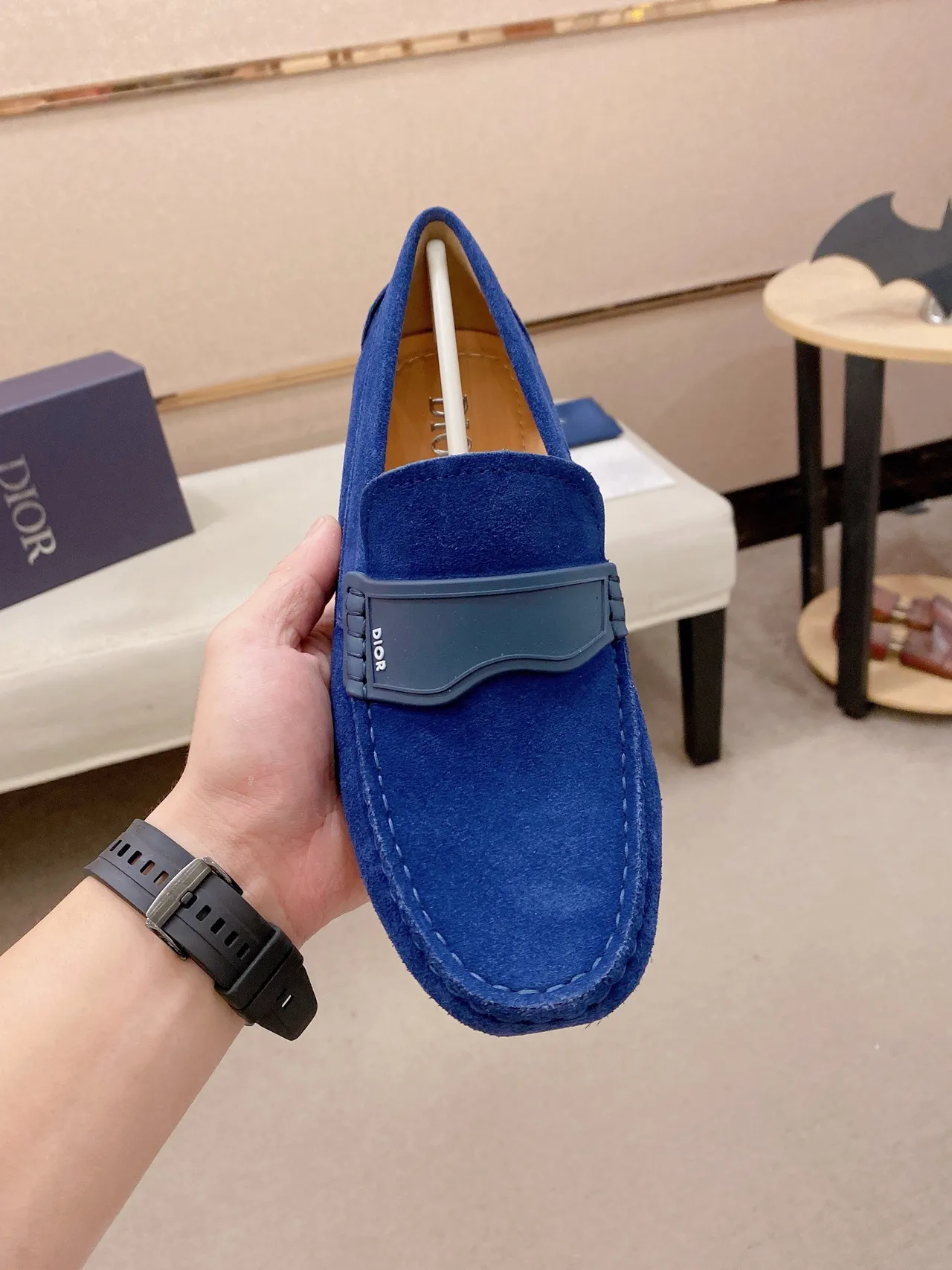 Dior B27 रॉयल ब्लू स्यूड लोफर 3