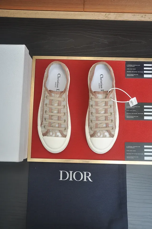 Dior 米色白色印花纺织鞋面平台鞋底休闲运动鞋 5