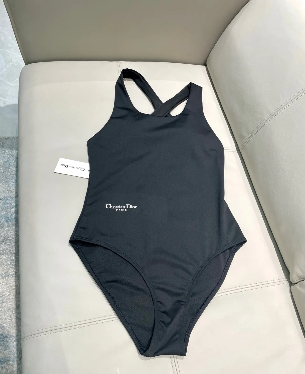 Dior Negro Asimétrico Mangas Largas Corte Hombro ropa deportiva 4