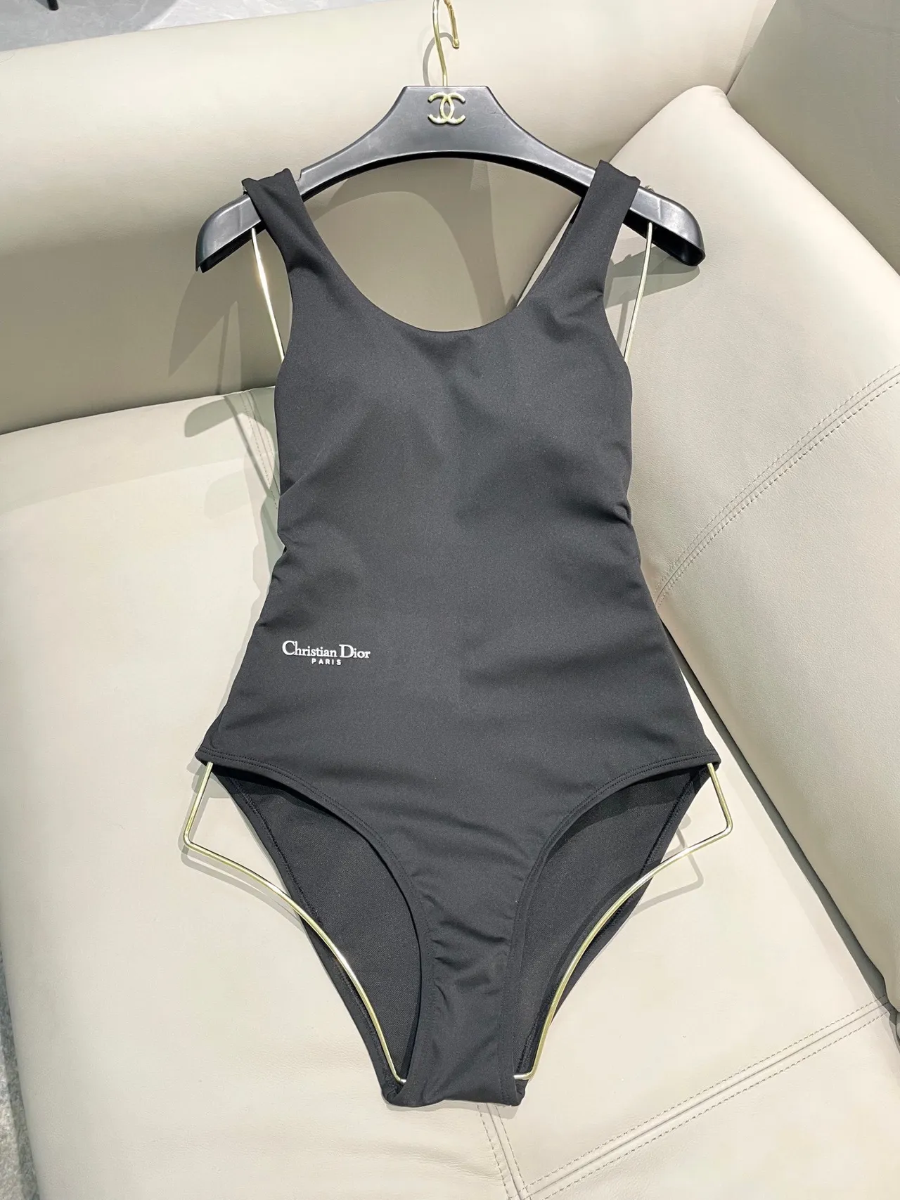 Dior Negro Asimétrico Mangas Largas Corte Hombro ropa deportiva 5