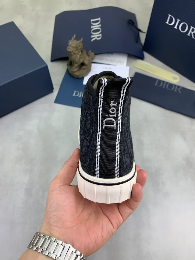 Dior Noir Beige Sneakers Lifestyle Hautes en Jacquard 3