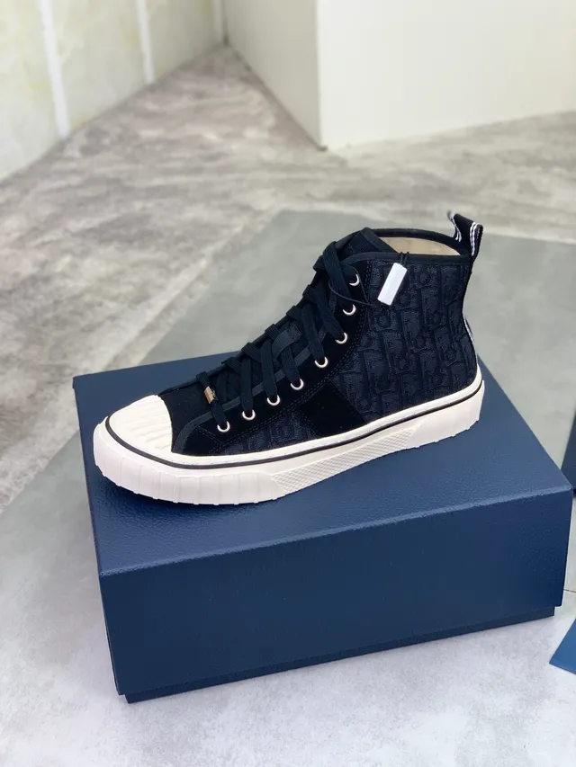 Dior Noir Beige Sneakers Lifestyle Hautes en Jacquard 4