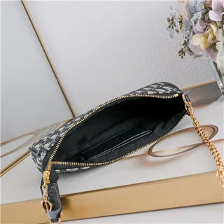 Dior Monograma Negro Dorado Lona Correa Cadena Bolso 2