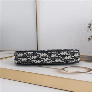 Dior Monograma Negro Dorado Lona Correa Cadena Bolso 4