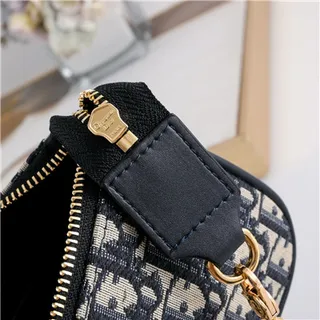Dior Monograma Negro Dorado Lona Correa Cadena Bolso 5