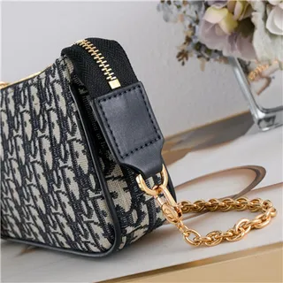 Dior Monograma Negro Dorado Lona Correa Cadena Bolso 6