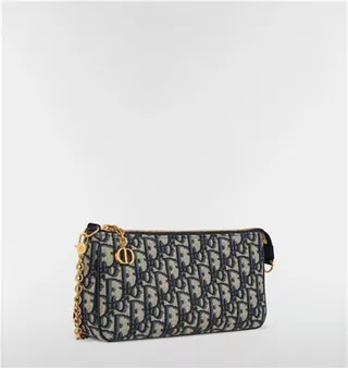 Dior Monograma Negro Dorado Lona Correa Cadena Bolso 11