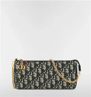 Dior Monograma Negro Dorado Lona Correa Cadena Bolso 12