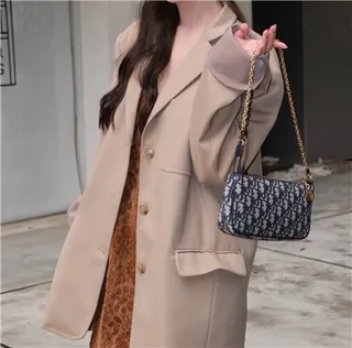 Dior Monograma Negro Dorado Lona Correa Cadena Bolso 15