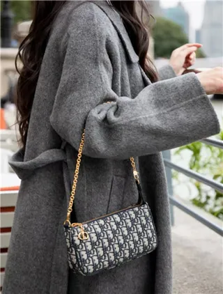 Dior Monograma Negro Dorado Lona Correa Cadena Bolso 17