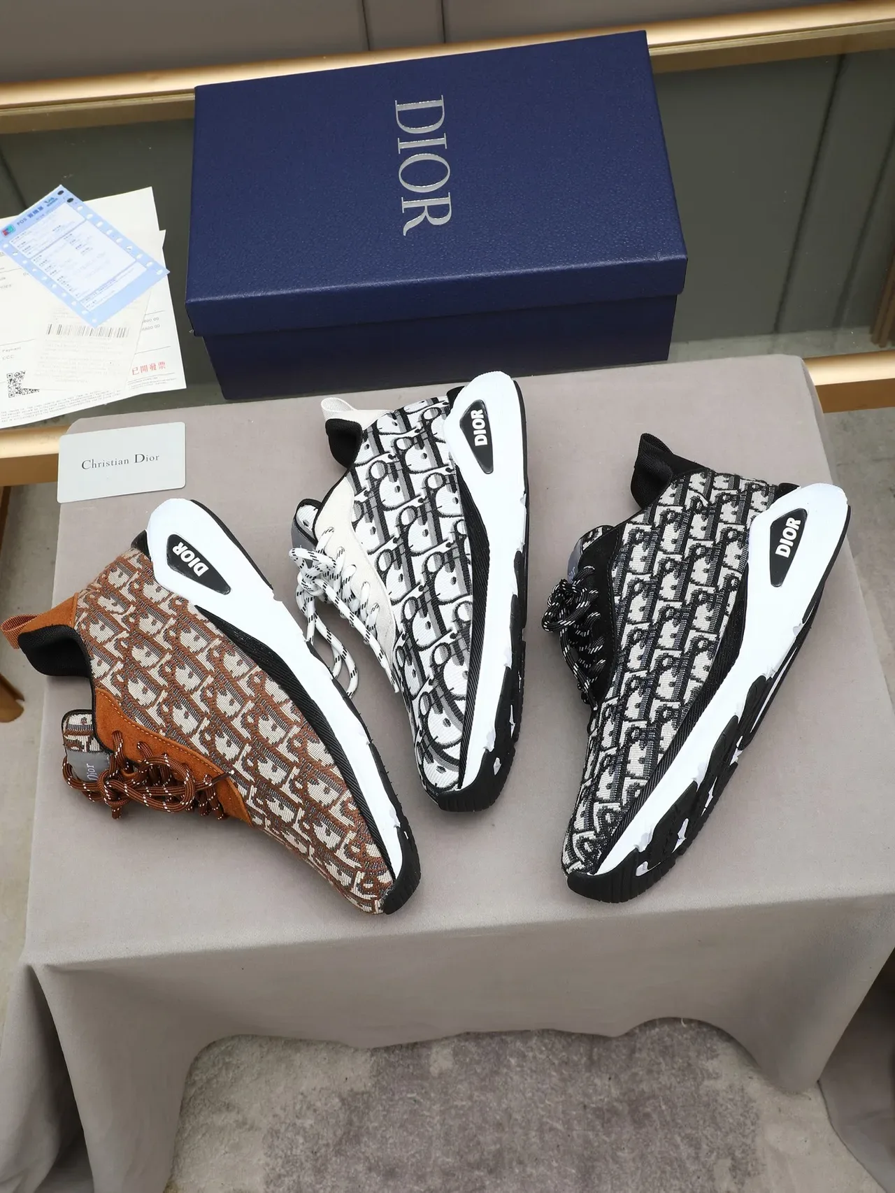 Dior Preto e Branco Monogram Jacquard Parte superior Midsol esculpida Tênis lifestyle 2