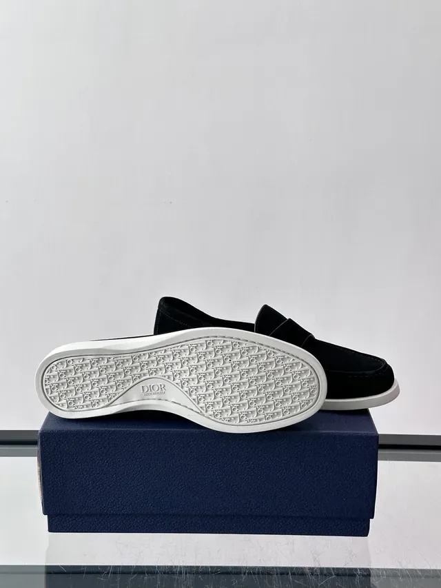 Dior أسود أبيض سويدي علوي تباين كعب لافر 2