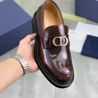 Dior 棕黑 亮面漆皮 CD-Logo 扣乐福鞋