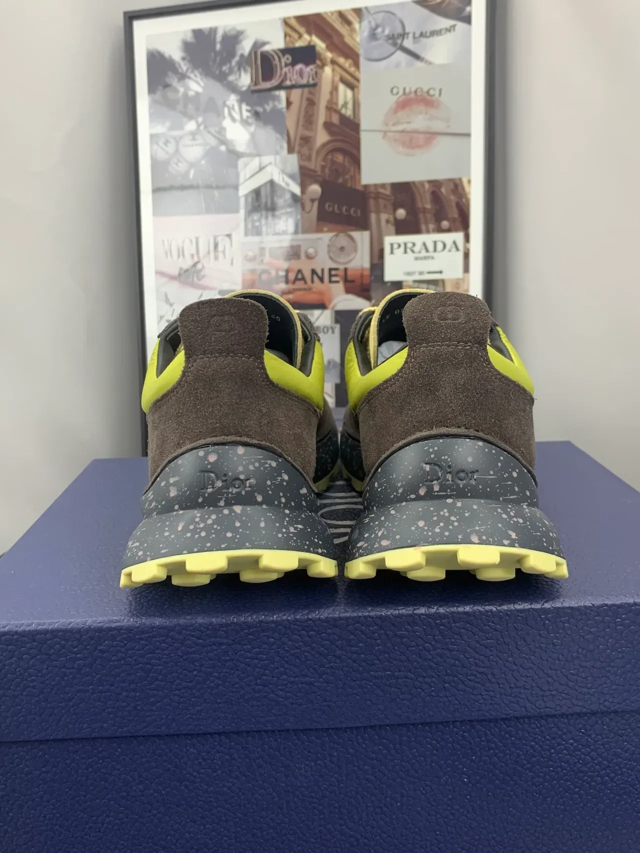 Dior Sneakers Lifestyle Marron Jaune Daim Et Nylon En Couches Semelle Caoutchouc Speckled 2