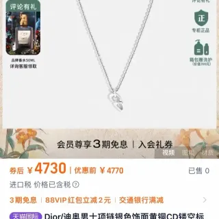 Dior CD Motif 银链项链