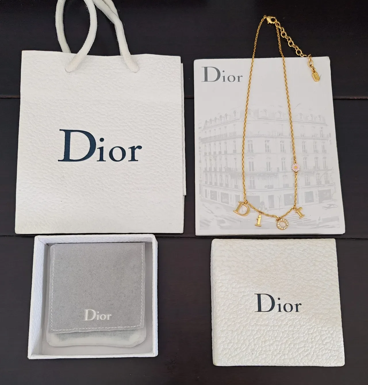 Dior Gold Chain Alphabet Letter Charms Necklace 3