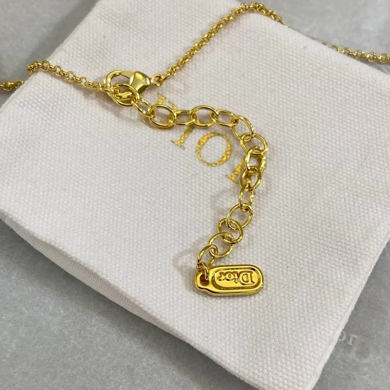 Dior Gold Pink Chain Enamel Floral Charms Necklace 3