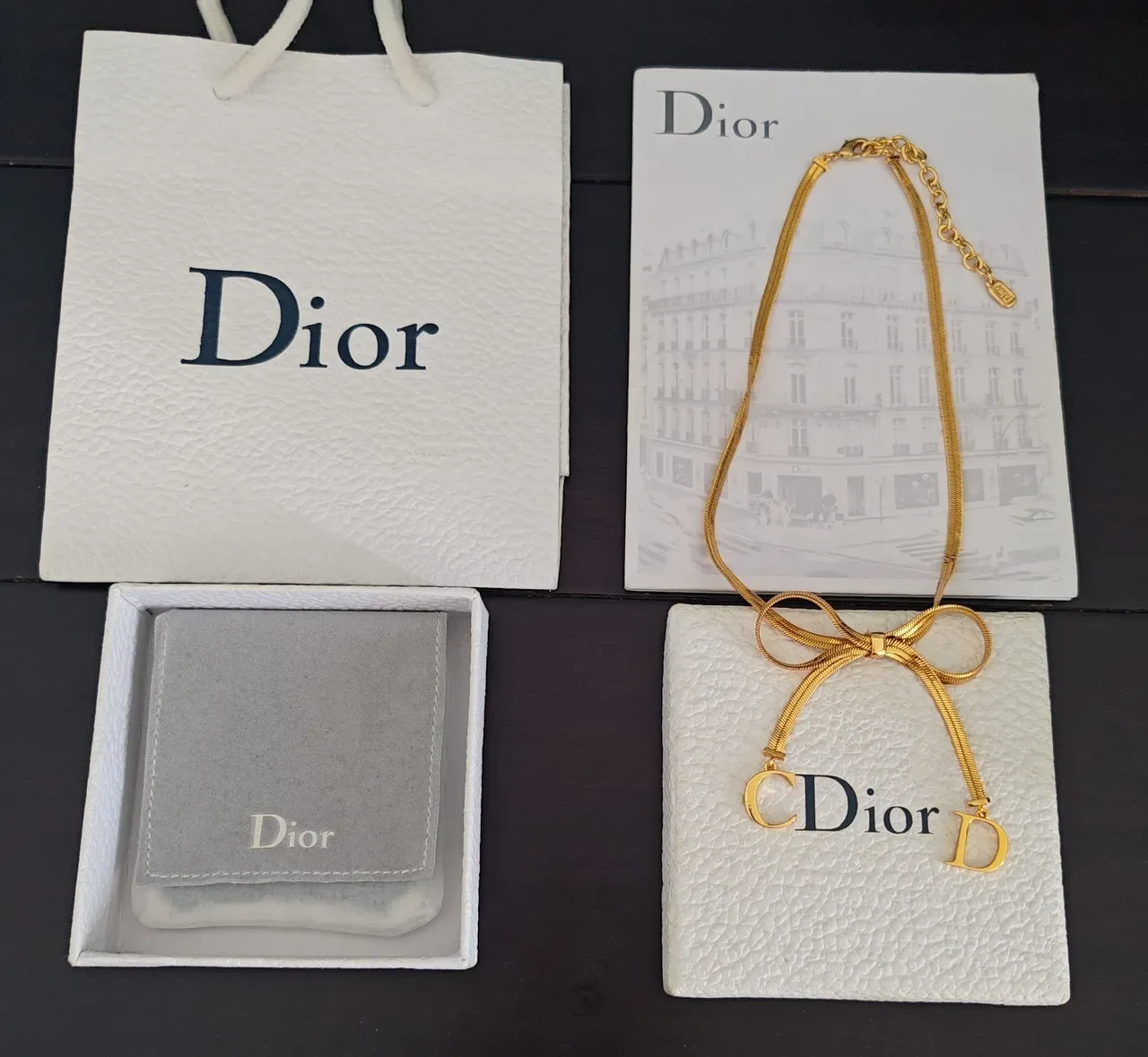 Collier Dior Chaîne de Serpent Nœud Papillon Or 3