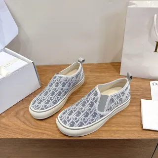 Dior Gris Bleu Monogramme Jacquard Tige Slip-on Construction Chaussures casuales