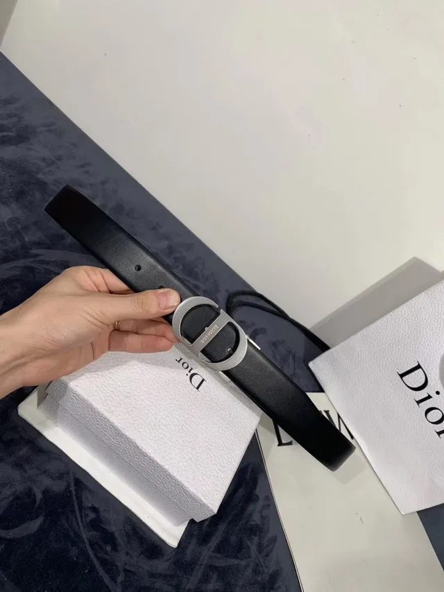 Dior Homme D-Shaped Buckle Black Leather Belt 14