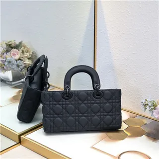 Dior Lady Black Quilted Cannage Top-Handle Handbag 8