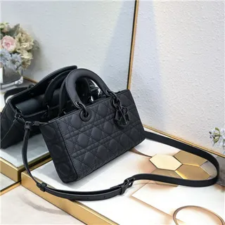 Dior Lady Black Quilted Cannage Top-Handle Handbag 9