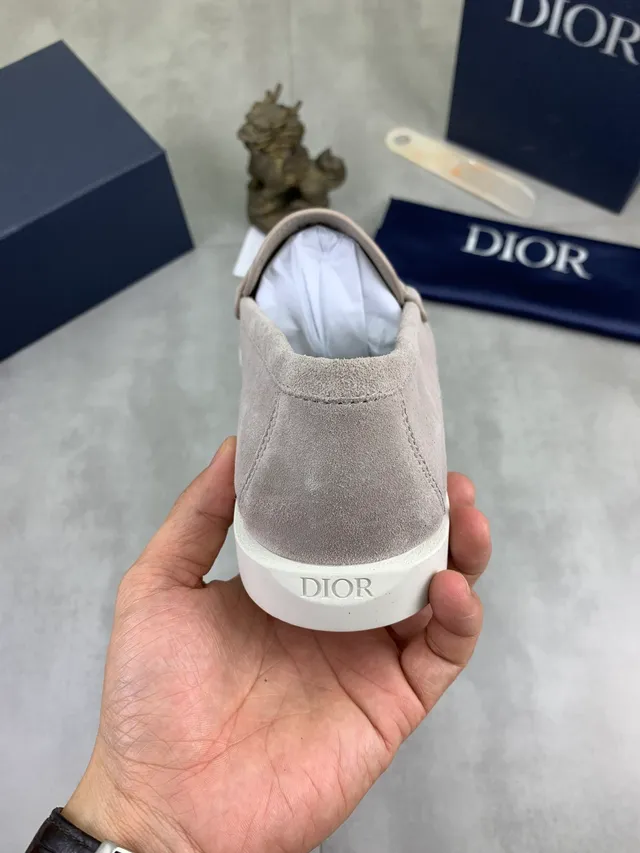 Dior mocassim bege branco camurça parte superior Moc-Toe costura mocassim 3