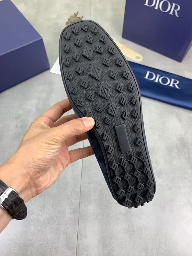 Dior নেভি সুয়েড CD Buckle Slip-On লুফার 2