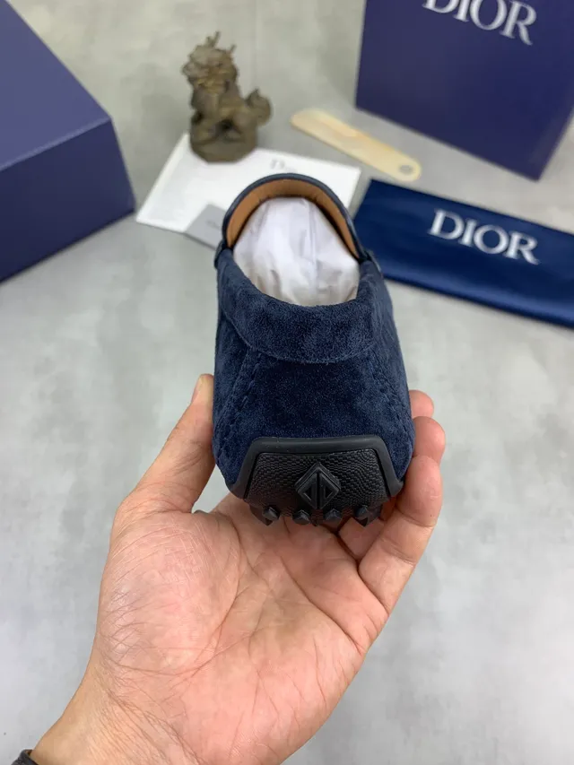 Dior নেভি সুয়েড CD Buckle Slip-On লুফার 3