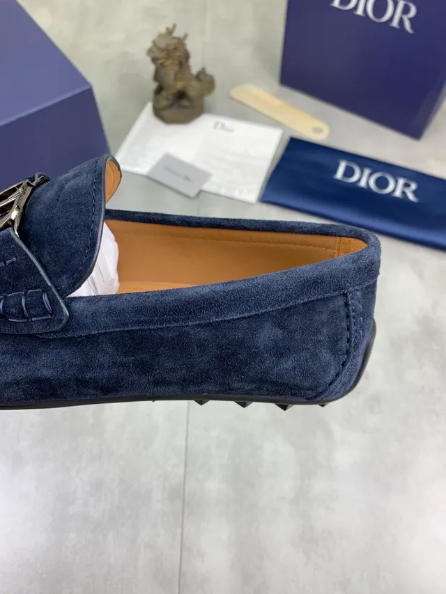 Dior নেভি সুয়েড CD Buckle Slip-On লুফার 4