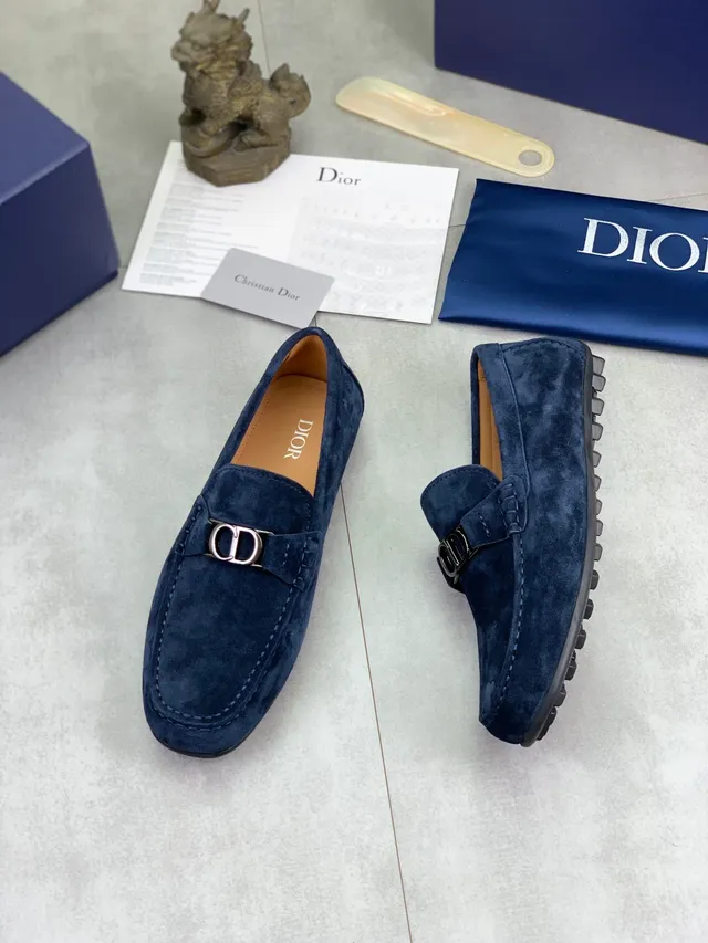 Dior নেভি সুয়েড CD Buckle Slip-On লুফার 5